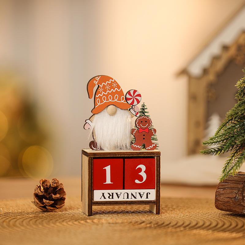 New Christmas Faceless Old Man Calendar Ornament, Wooden DIY Advent Calendar with Santa Claus Decoration
