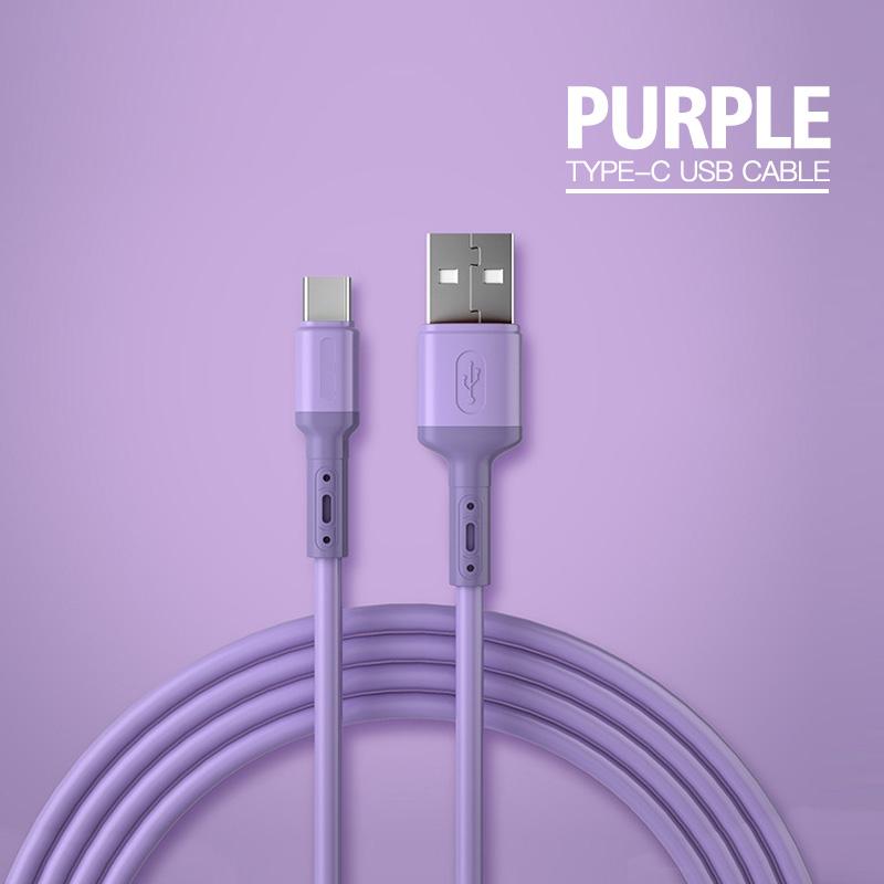 Кабель USB C для быстрой зарядки, тип C, жидкий, мягкий, силиконовый, шнур для передачи данных для мобильных телефонов Huawei, Xiaomi, Samsung, 1/1,5/2 м, провод USB-C для зарядки