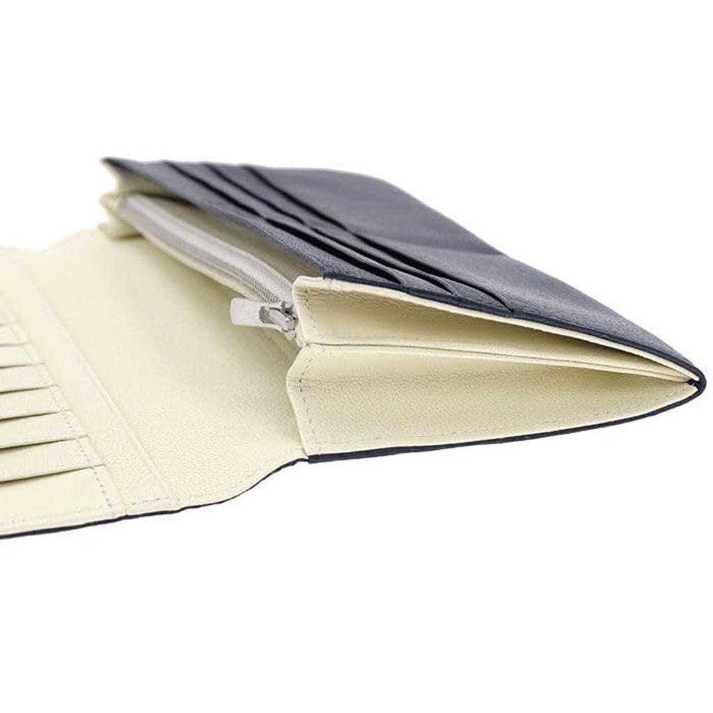 PORTER Double Long Wallet 129-06010 Two-Tone Leather Bifold Navy Natural Made in Japan