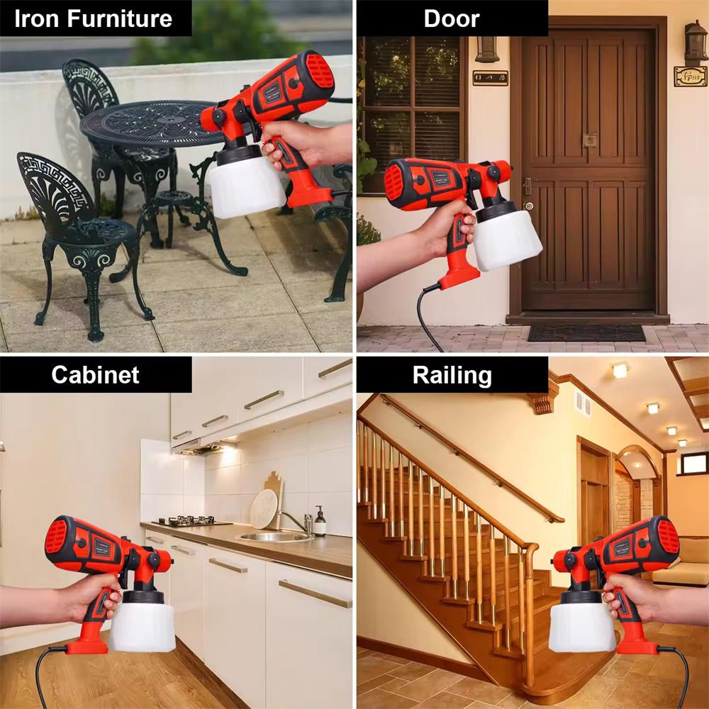 Электрический краскораспылитель 900 мл, 2 размера насадок, бытовой краскораспылитель HVLP с контролем потока, легкое распыление для мебели, шкафов, дверей