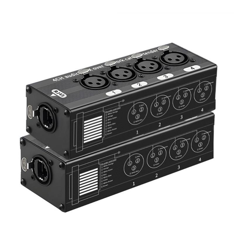 Профессиональный 4-портовый XLR-конвертер по Ethernet для передачи звука без шума Аудио-удлинитель