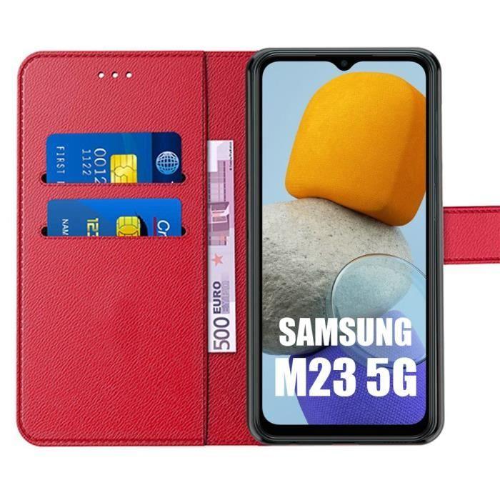 Чехол для Samsung Galaxy M23 5G Магнитная застежка Эффект кожи Стильный Красный