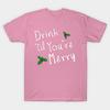 Футболка женская Drink Til Youre Merry Harajuku Print Kawaii футболка летняя с коротким рукавом женская футболка топ футболка