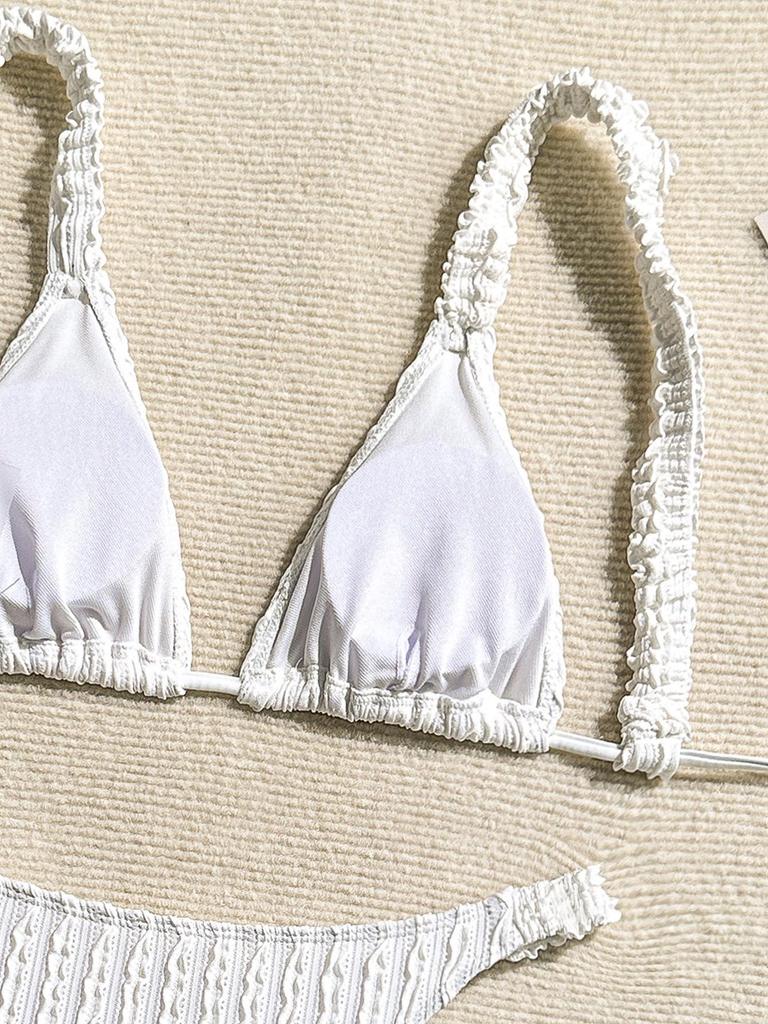 2024 Европейский и американский однотонный сексуальный купальник-бикини женский - Пляжная одежда в стиле Инс