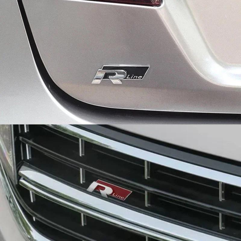1Pc Metal Rline Emblem Car Front Grille Badge Rear Trunk Sticker for BORA CC GOLF JETTA MK4 PASSAT Polo SR32 Lavida