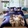 Комплект пододеяльника для кошек, узор с домашними кошками, комплект постельного белья размера Твин, милый котенок для мальчиков, полиэстер, загадочный черный кот, пододеяльник размера Кинг