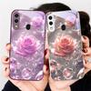 Розы цвета ледяного кристалла Для Samsung A20 30 22 23 24 25 26 31 32 33 34 35 42 50 51 52 53 54 55 56 70 71 72 73 стеклянный чехол для телефона