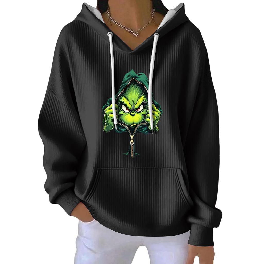 Женская модная повседневная толстовка с длинными рукавами и принтом рождественского ангела