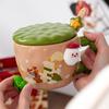 Творческий рождественский керамический стаканчик с крышкой, дорогой мультяшный милый офисный стаканчик для воды, подарочная коробка, сувенир