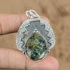 Natural Copper Seraphinite Gemstone 925 Sterling Silver Pendant For Women
