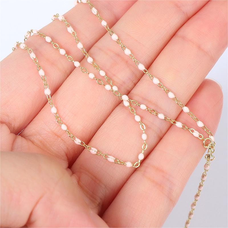 Модное, свежее и элегантное розовое эмалевое капающее глазурь-бобы, изящное женское ожерелье с простой цепочкой на ключицу