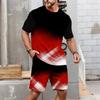 Men's Geometic Tees Sets Summer Tops Short Sleeve Short Pants Crew Neck Sport Casual Outdoor Vacation Sport 3D Print Summer