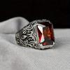 1pc Ring Personalized, Fashionable and Creative, Square Red Synthetic Zircon Men's Ring