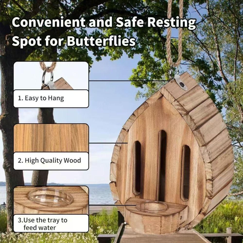 Hanging Butterfly House Natural Habitat Bee Nesting Box Home Decor Pollinator House Patio