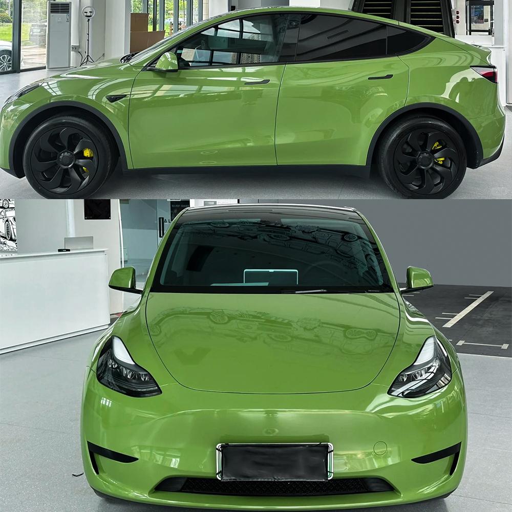 Glossy PET Racing Green Car Vinyl Wrap Roll Film With Air Release Technology Vehicle Body Self Adhesive Auto Styling Decor Decal