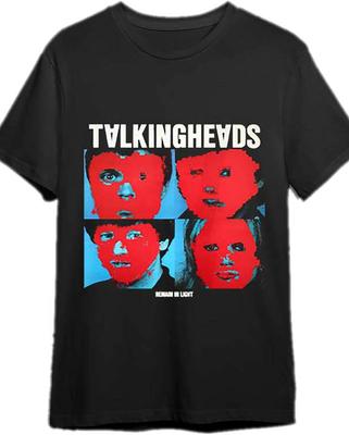 Мужская черная футболка с графикой обложки альбома Talking Heads 'Remain in Light' - Хлопковая футболка с коротким рукавом