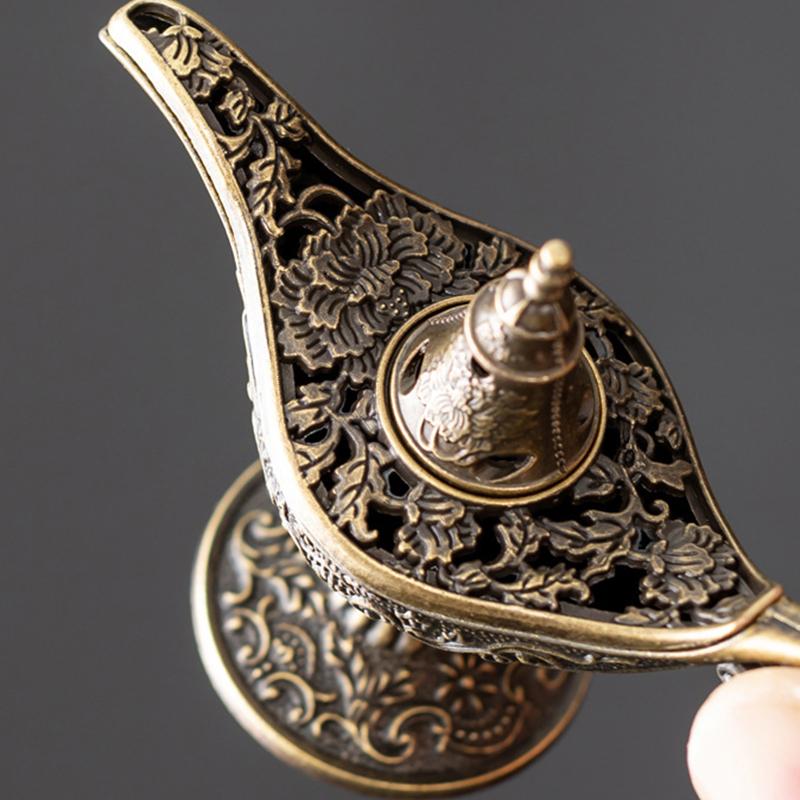 1 шт. Лампа Аладдина Форма Домашний декор Подставка для благовоний Домашний Сложный цветочный дизайн Праздничные подарки