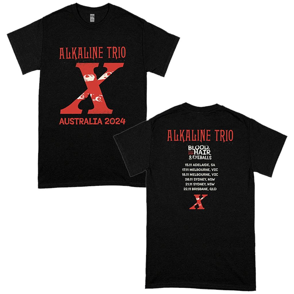 2026 Alkaline Trio Heart Skull T Shirt Blood Hair and Eyeballs Tour 2024 Music Concert Vintage Washed Graphic Versatile Stylish