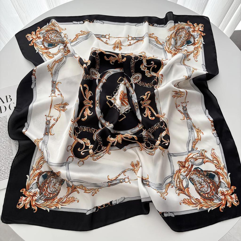 New Vintage Paisley Print Shawl Square Scarf for Women Soft Satin Neckerchief Female Hair Bands Ribbon Headband Bandana
