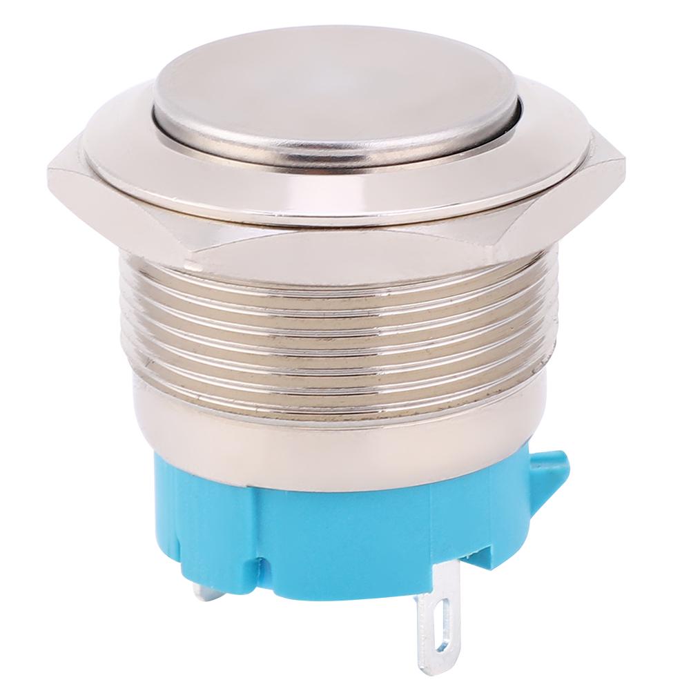 2 шт. Водонепроницаемый мгновенный металлический кнопочный переключатель с высокой головкой, 2 контакта, монтажное отверстие 22 мм
