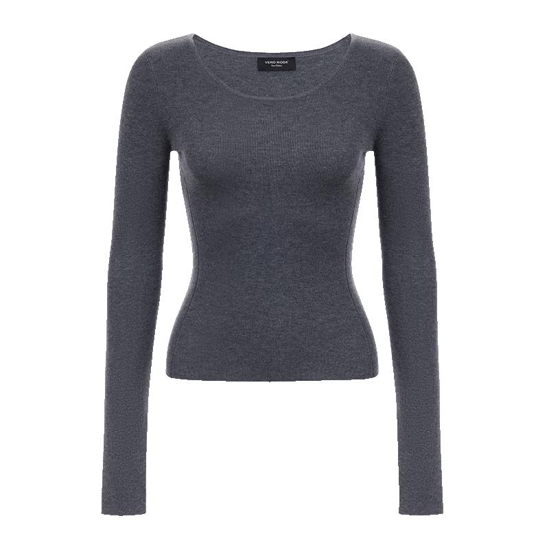 VEROMODA Women's 2026 Autumn Merino Wool Blend Round Neck Relaxed Long Sleeve Knit Top