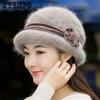 Шапки из кроличьей шерсти женские осенне-зимние теплые вязаные шапки большого размера универсальные повседневные мягкие шерстяные шапки с цветком