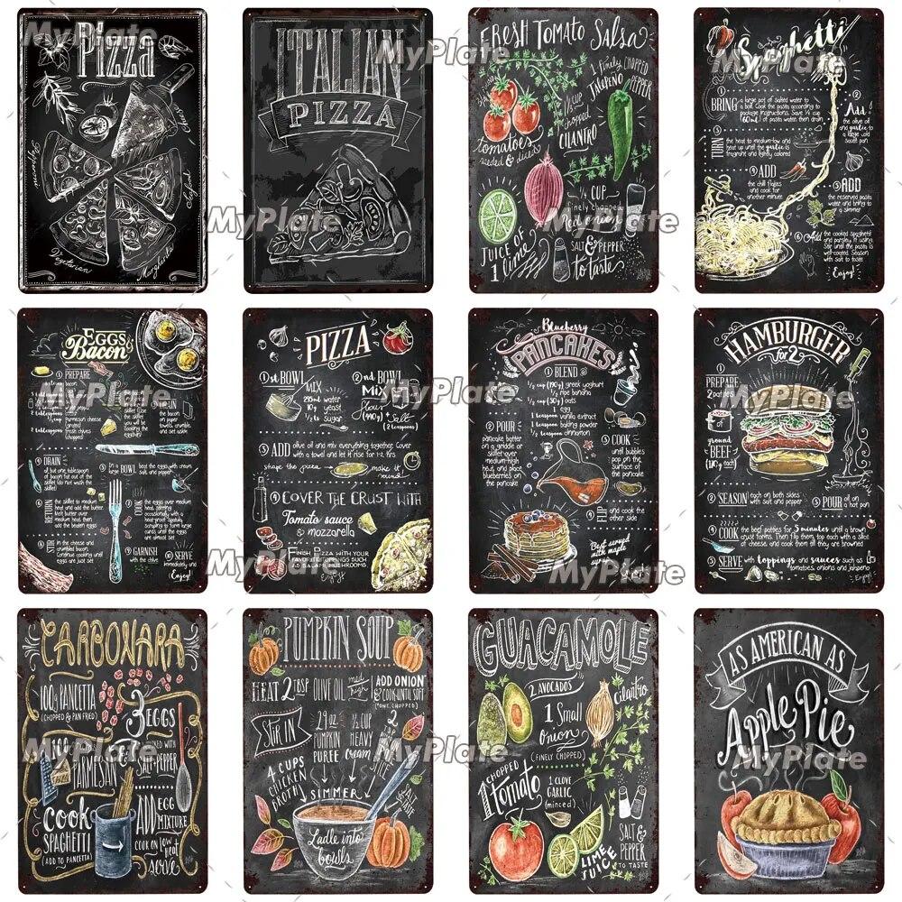 Mfoever Food Menu Vintage Metal Sign Tin Sign Vintage Kitchen Decor Plaque Home Wall Decor Bar Sign Home Decor Restaurant Poster