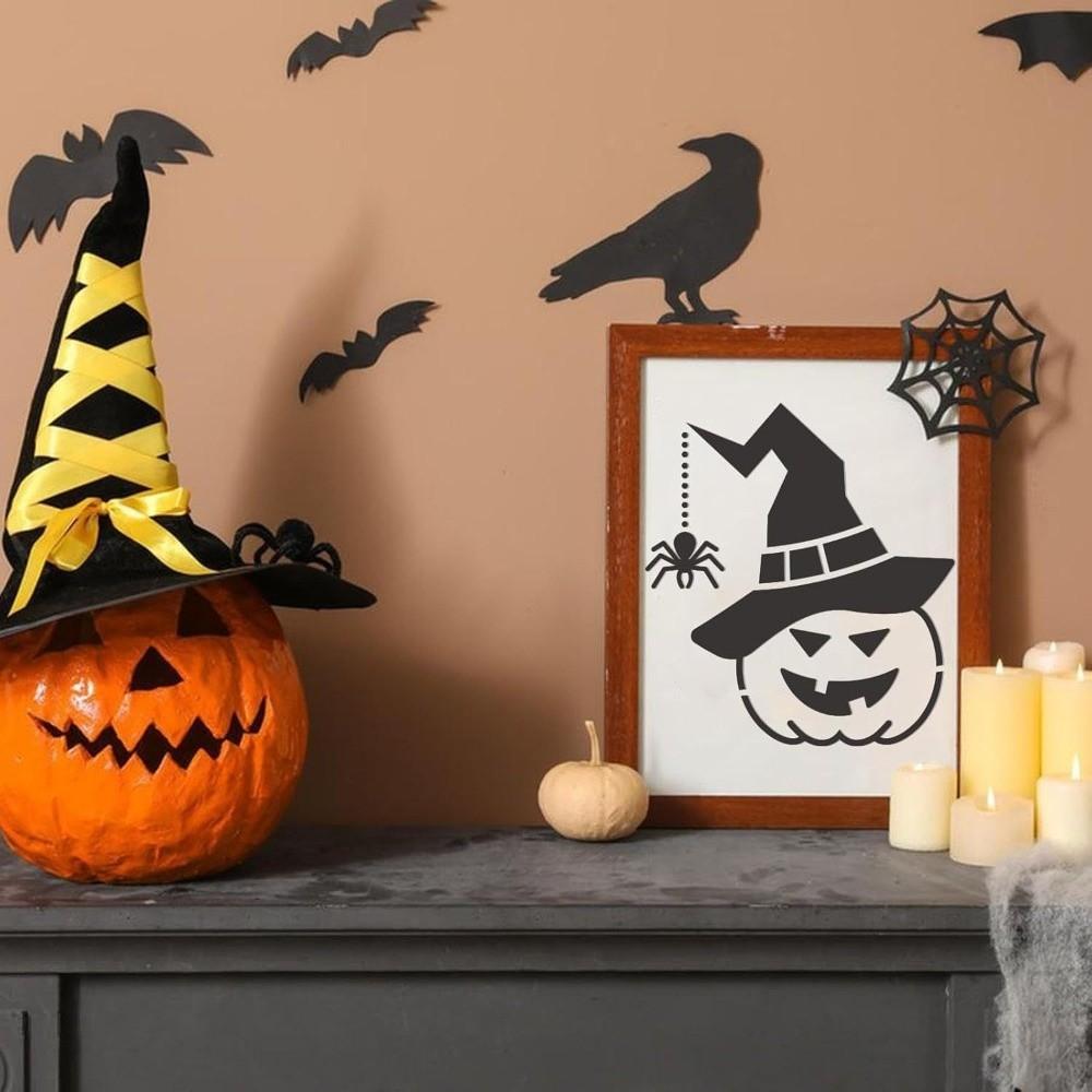 80pcs Halloween Wall Paint Template Pumpkin Ghost Ornament Stencil Door Decor