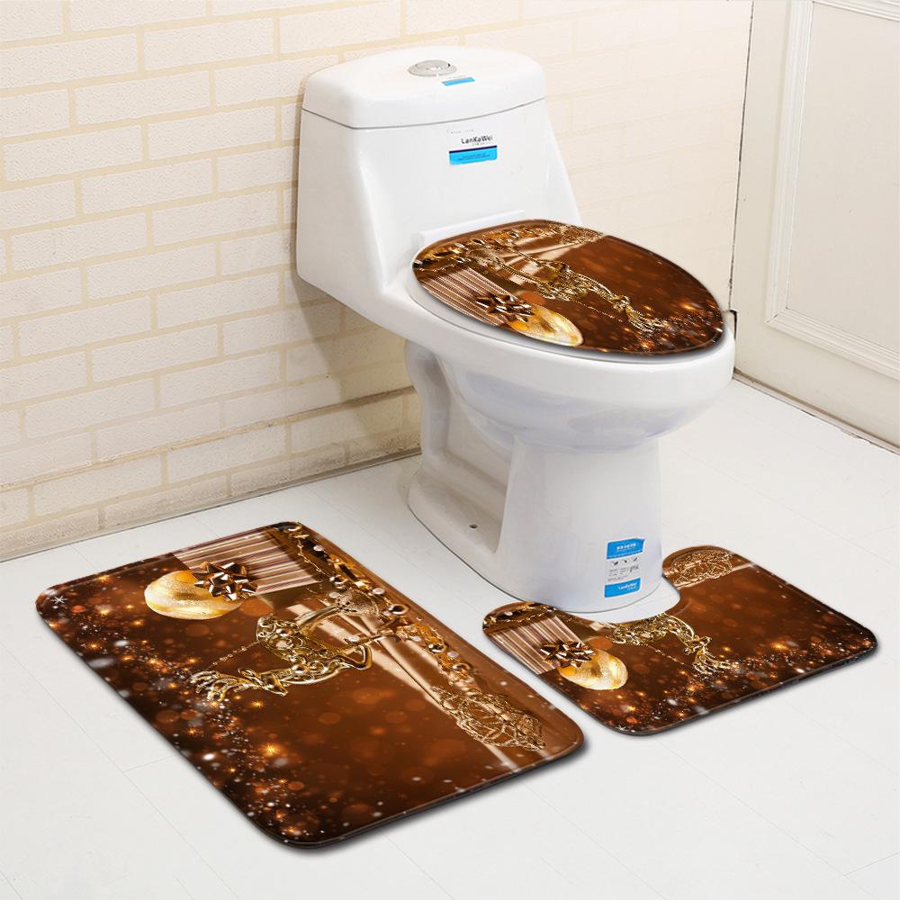Christmas Bathroom Floor Mat Toilet Three-Piece Set