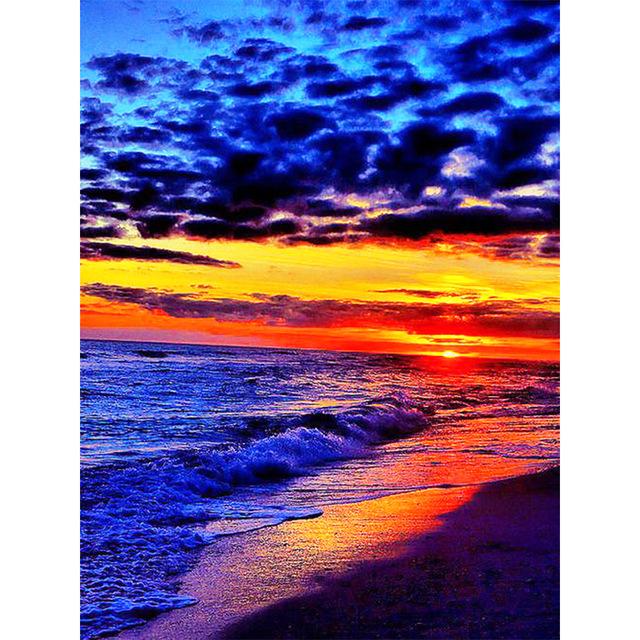 5D DIY полная круглая квадратная алмазная живопись пейзаж закат морской пейзаж набор для вышивки крестом мозаичная картина горный хрусталь украшение для вышивки