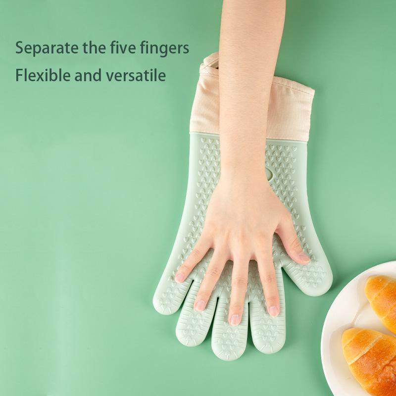 Толстые силиконовые термостойкие перчатки, устойчивые к высоким температурам, кухонные перчатки для духовки, микроволновой печи, противоскользящие, легко моются