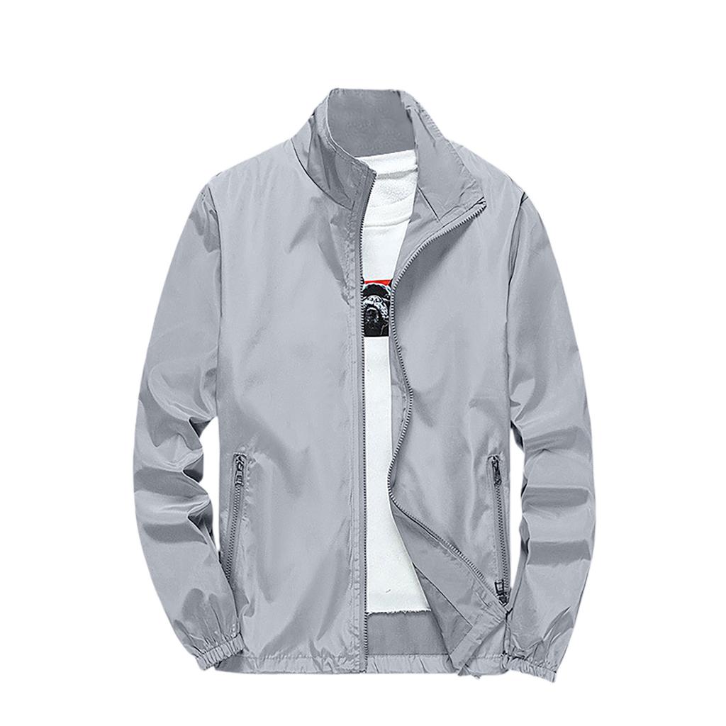 Мужская летняя легкая однотонная верхняя одежда для улицы свободного кроя большого размера с защитой от солнца, куртка-ветровка