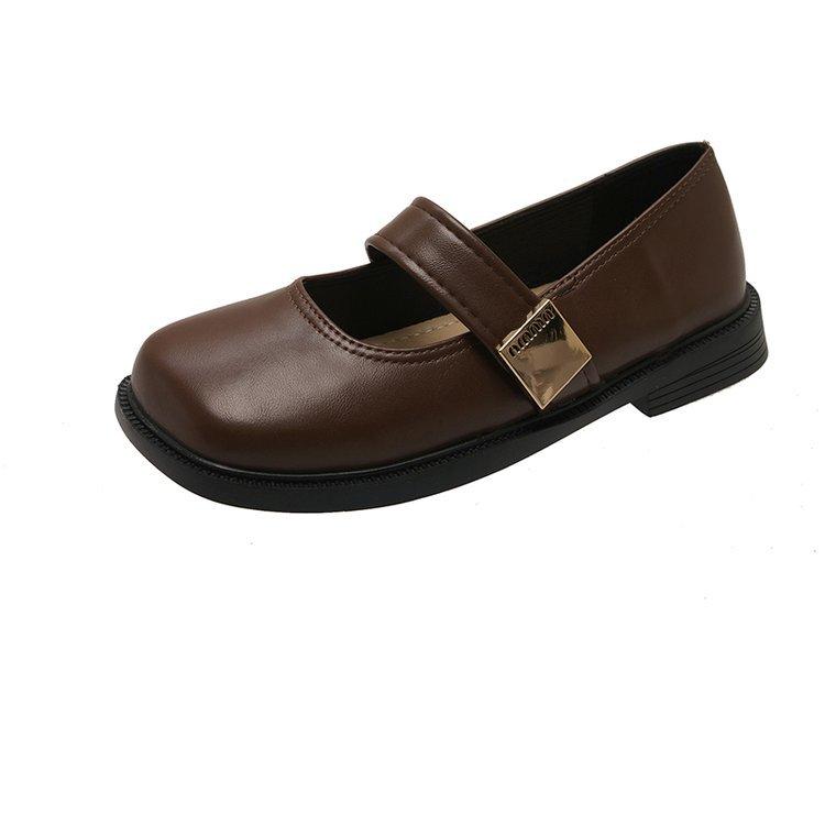 French Retro Shallow Mouth Single Shoes Women's 2025 Summer New Soft-soled Square Head Small Leather Shoes with Skirts Mary Jane Women's Shoes
