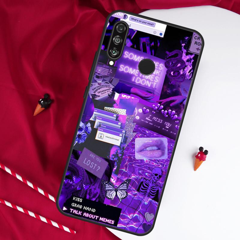 Фиолетовый эстетичный Чехол для Huawei Nova 12i 11i 8i 12s 9 10 SE Y90 Y60 Y70 Y72 Y61 Y91 P20 P30 P40 Lite P60 Pro