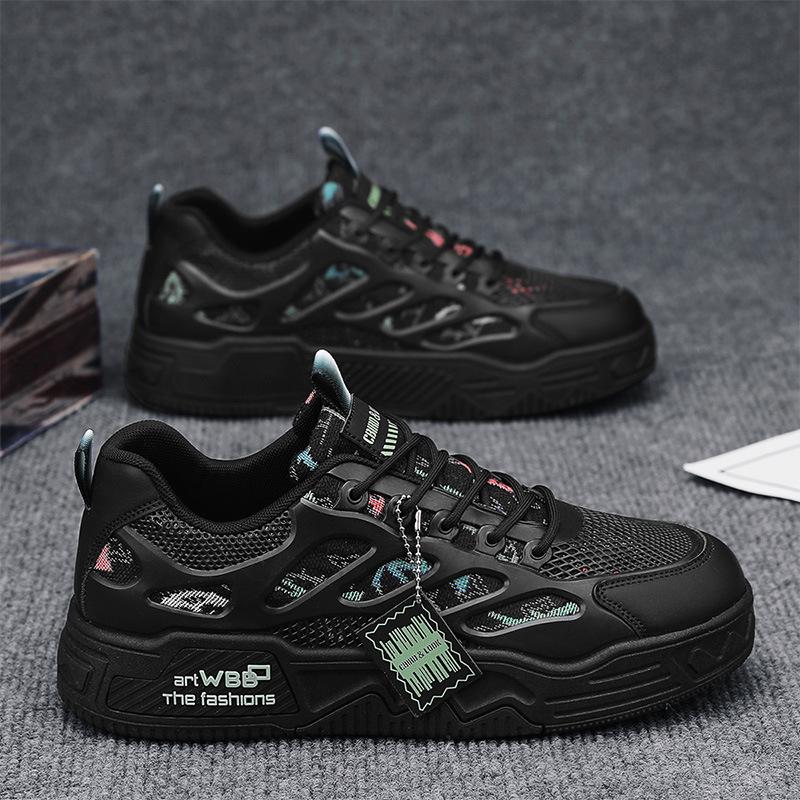 Мужская обувь 2025 новая весенняя сетчатая дышащая повседневная обувь для скейтборда с увеличением роста, универсальная спортивная нишевая дизайнерская трендовая обувь