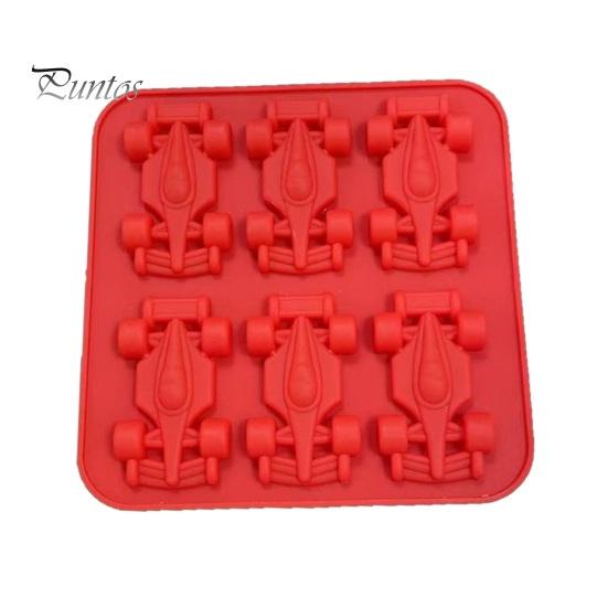 Silicone Baking Molds for Kids Racing Car Ice Mold, 6 Cavity 3D Cake Candy Jelly Easy to Clean Tray, Food Grade Flexible Mold Chocolate Soap,