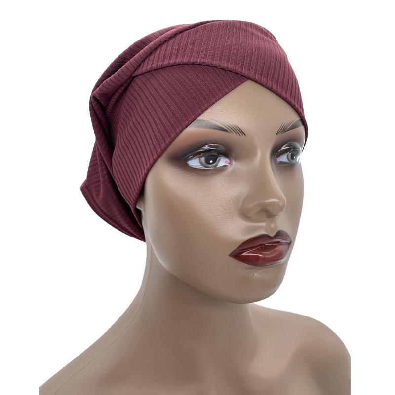 Ribbed Cross Front Under Scarves Muslim Inner Hijab Cap