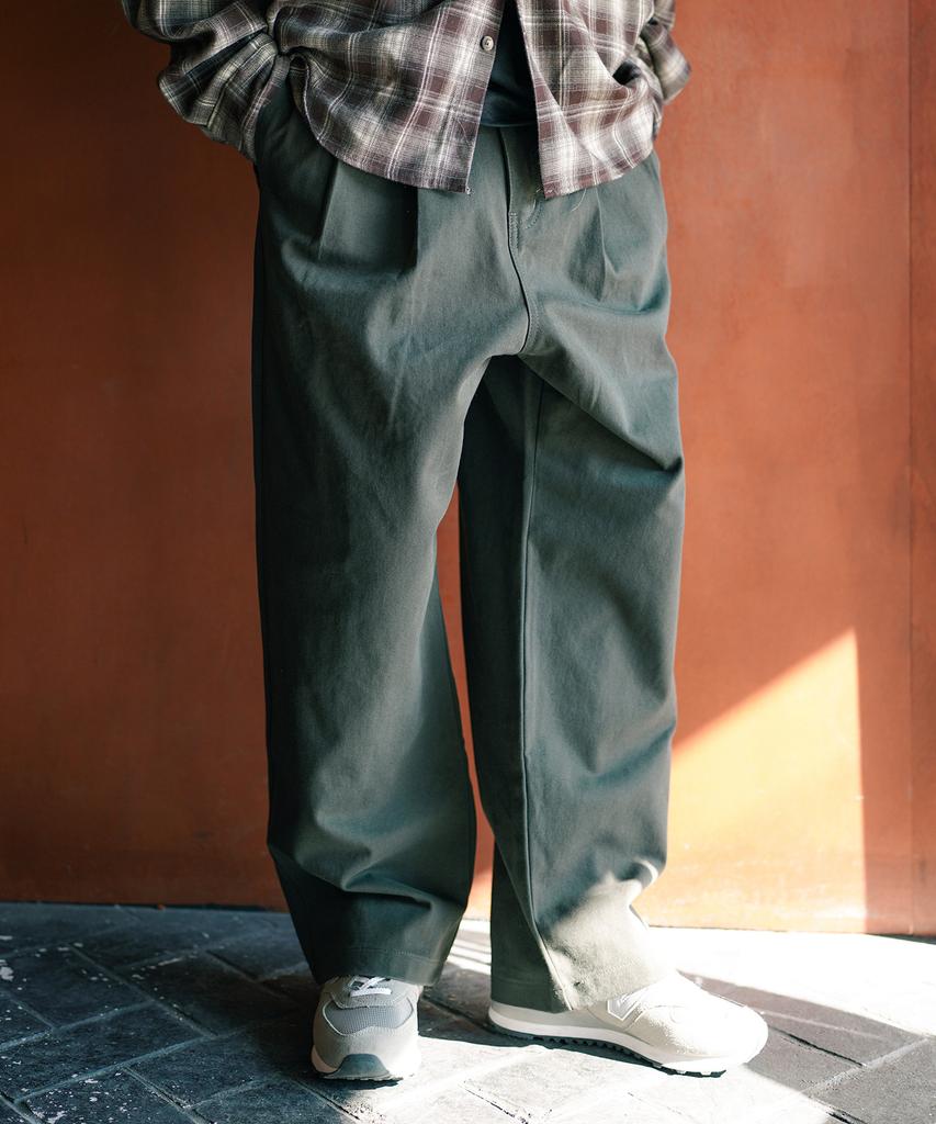 PUNCHLINE Candor Double-Pleat Chino Pants Khaki Islp9182