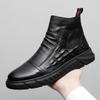 Fashion Men's High Top Boots Fashion Crocodiles Pattern Casual Leather Boot Plush Warm Winter Boots for Men Non Slip Work Safety Boots