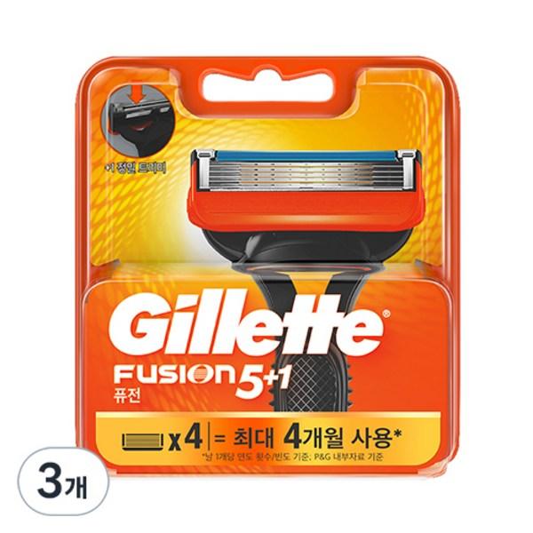 Gillette Fusion Manual Razor Blades, Pack of 4, 3 Pieces ,Korean Razor Blade
