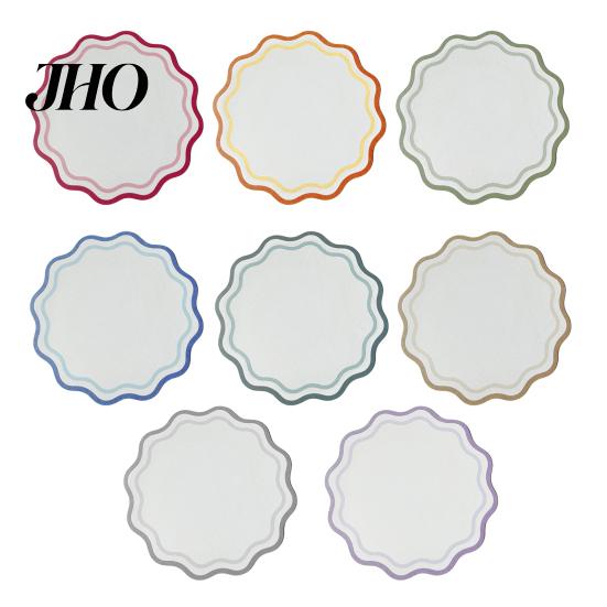 Quick-drying Place Mat Faux Leather Scalloped Placemat Heat-Resistant Non-slip Heat Insulation Reversible Waterproof Dining Table Protection