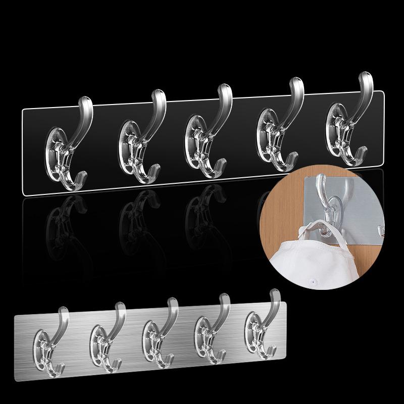Transparent Wall Hooks Kitchen Bathroom Hooks Hat Clothes Coat Hanger Towel Holder Seamless Door Hook Storage Rack