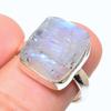 Кольцо из стерлингового серебра 925 пробы с натуральным радужным лунным камнем, размер 7,5 g9j31
