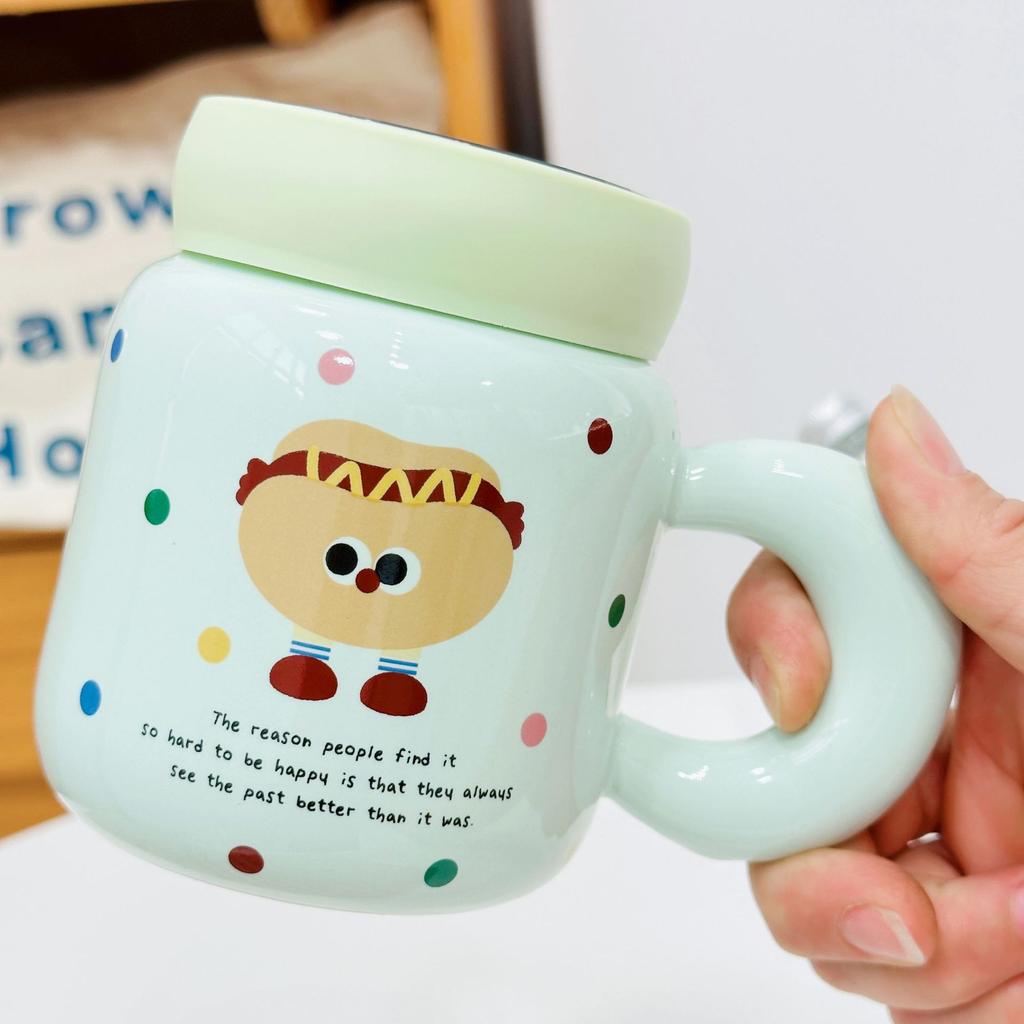 Бытовая свежая керамическая кружка с крышкой в виде тюльпана, маленькая кружка в виде цветка, милая девушка, высокая кружка для воды, подарок