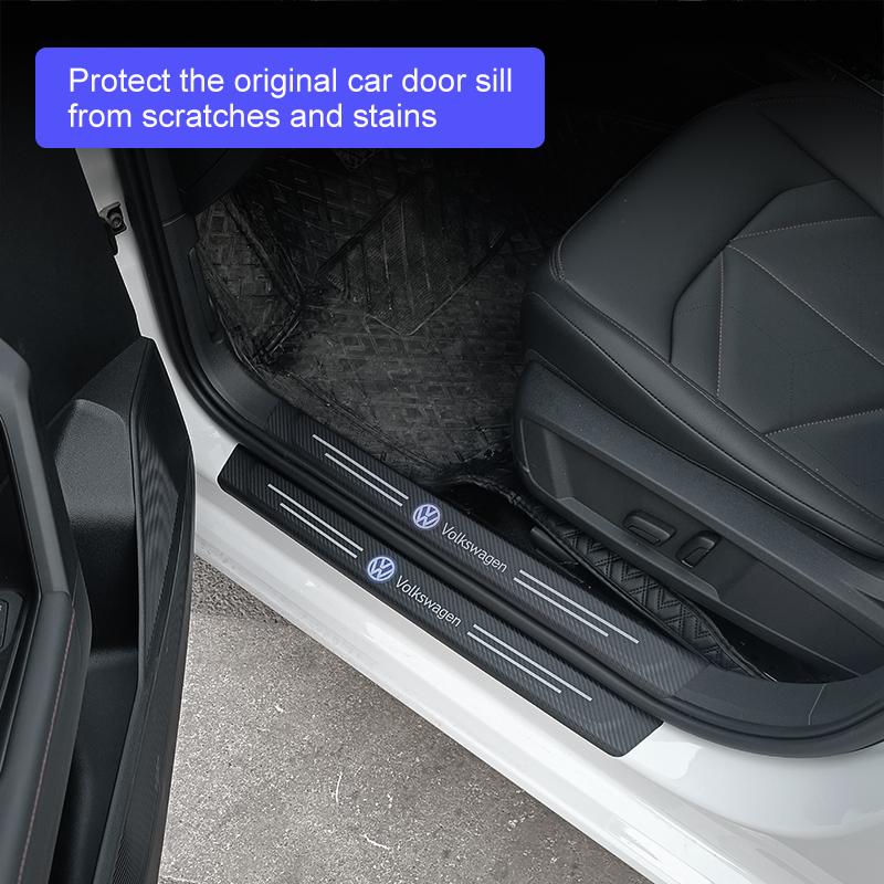 4PCS Car Door Sill Protective Film Stickers Key Accessories For Volkswagen VW Polo Golf 6 7 8 MK5 MK7 Jetta Passat Tiguan Touran