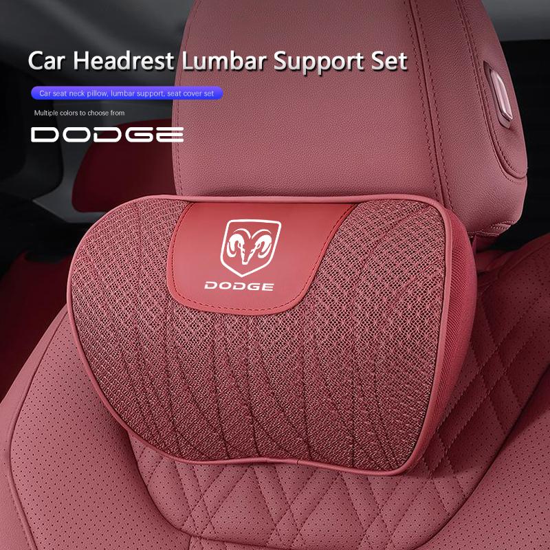 Breathable Ice Silk Car Neck Pillow Seat Cushion Lumbar Pillow Kit For Dodge Challenger Charger Journey Ram Durango SRT Dart U666