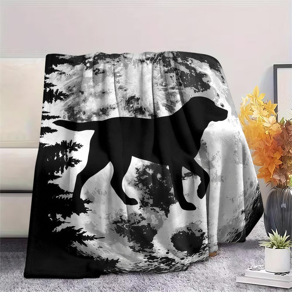 Moon animal silhouette Print Flannel Blanket,High quality Comfortable for All Seasons,Home Decor,Warmth and Comfort,Perfect for Christmas Gifts