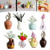 1set Succulent Flowerpot Magnet Home Decoration Vase Refrigerator Sticker Excluding Plants 3/5/8/12pcs