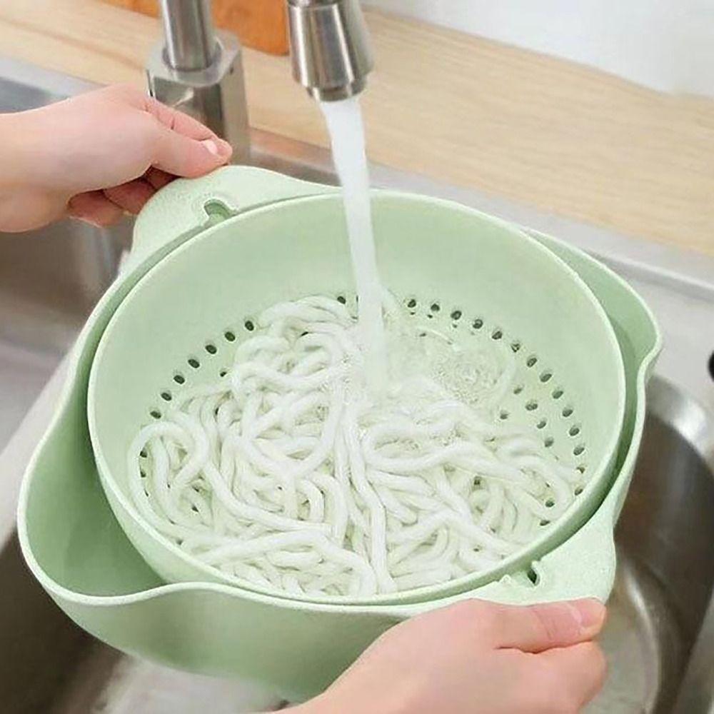 Kitchen Gadgets Rice Washing Bowl Double Layer Sink Rotatable Drainer  Kitchen Home
