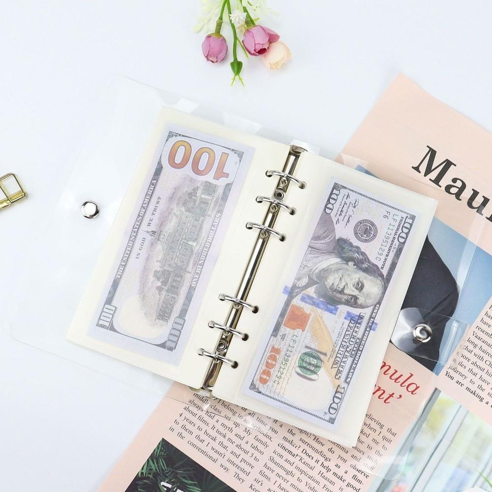 5pcs Transparent 6 Hole Budget Binder Pockets PP Cash Envelope Inserts Loose Leaf Pouches  Students